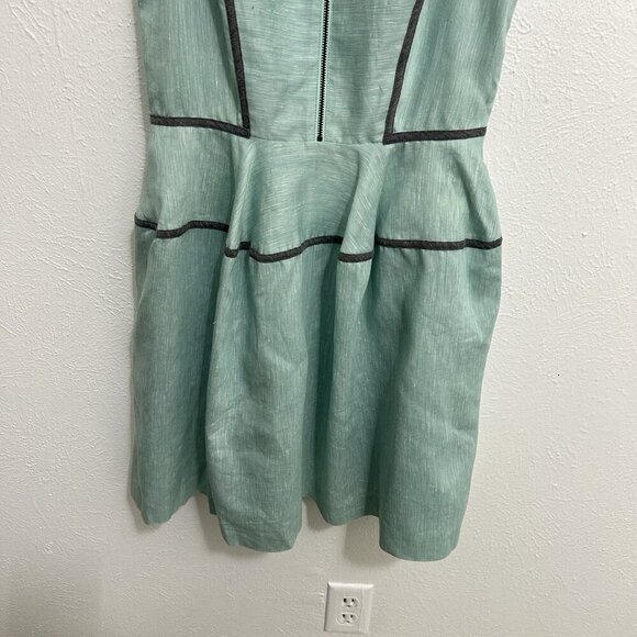 Armani Exchange Light Green Fit And Flare Dress Size 6 Flared Skirt Linen Blend - Picture 3 of 10